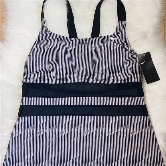 NIKE Women Tankini XL Black Grey White Size L NWT - Picture 2 of 12